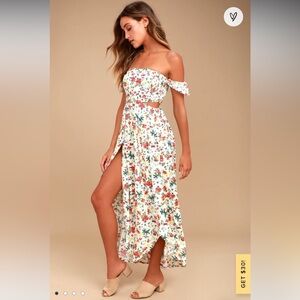 Lulu's Multicolor Floral Off-Shoulder Maxi Dress